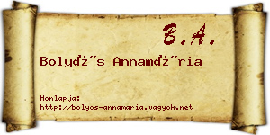 Bolyós Annamária névjegykártya