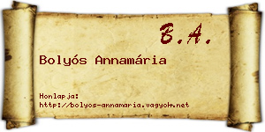 Bolyós Annamária névjegykártya